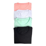 Mayoreo 4 Pz Playeras Colores Basic Dama Ajuste Suave/fresca