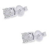 Broqueles Oro Blanco 14k C/ 5 Pts De Diamante