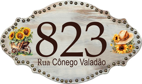 Placa Número De Casa Girassóis Residência Residencial 28x16 