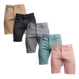 Paquete 5 Bermudas De Gabardina Shorts Algodón Hombre