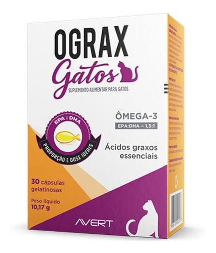 Ograx Gatos Com 30 Capsulas Ômega 3 Ácidos Graxos Essenciais