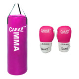 Kit Plus Saco De Boxeo Profesonal+guante  Boxeo Liga Fucsia