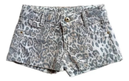 Short Feminino Curto Animal Print Oncinha Sarja Juvenil Luxo