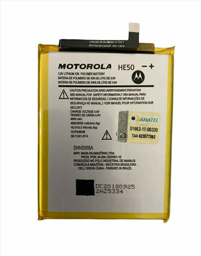 Bateria Nova Moto E5 Plus Xt1924 Motorola He50