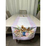 Trilho Caminho De Mesa Páscoa Coelho Impermeável 143cmx46cm