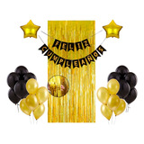 Set De Decoración Cumpleaños Dorado Negro