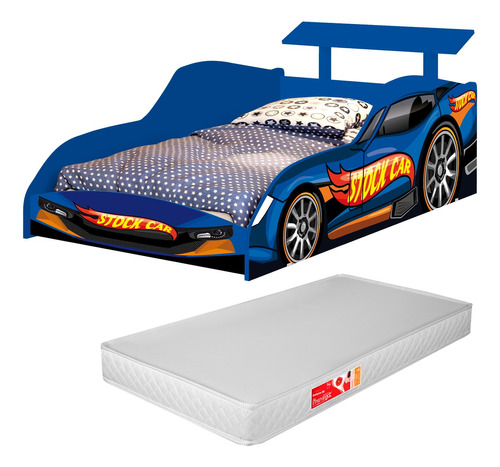 Cama Solteiro Meninos Carro Stock Car Com Colchão - Envio Já