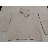 Sweater Lacoste Color Beige Cuello Abotonado