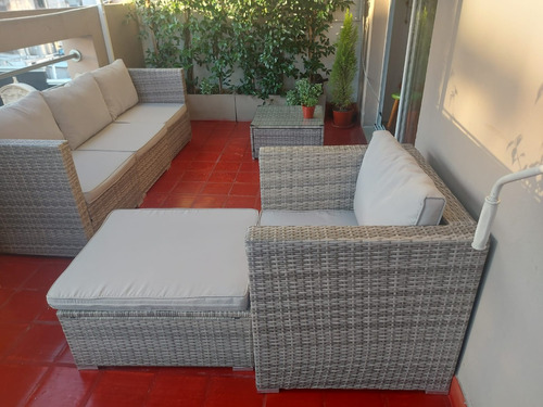 Juego Living Jardin Sofa Sillones Rattan Exterior Premium 