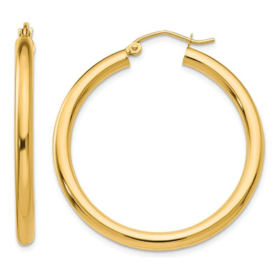 Argollas Tubular Oro 10k Kilates 25mm X 3mm Italiano | Meses sin interés