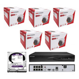 Nvr 08 Canais Hikvision Poe + 05 Cameras Ip Poe Full + Hd 1t