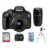 Camara Canon Eos 4000d-t100+18-55+75-300+32gb+bolso+kit+trip