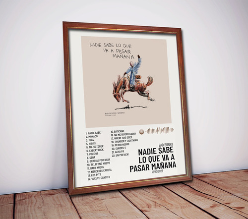 Bad Bunny Poster Nadie Sabe Lo Que Va A Pasar Mañana Cuadro