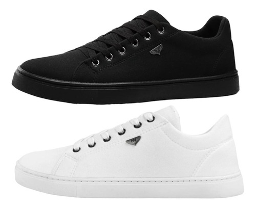 Tênis Kit 2 Pares Masculino Sapatenis Barato Branco - Preto