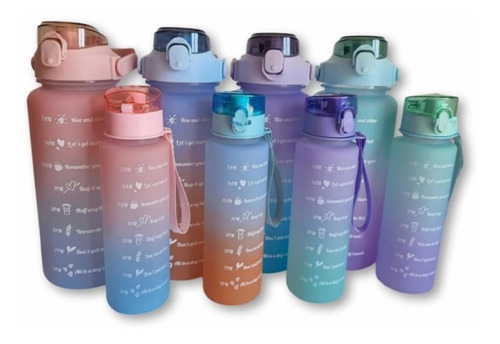 Botellas Botes De Agua Deportiva Gym (2 Lt + 900 Ml ) Kit 