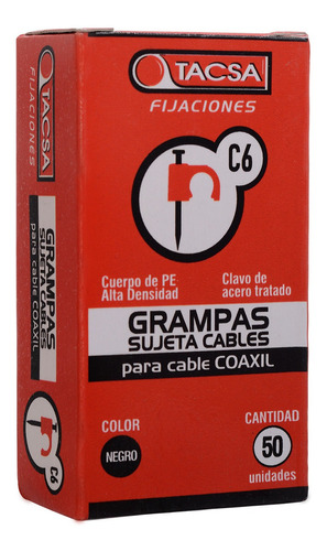 Grampas Sujeta Cable Tacsa N° 6 Para Cable Coaxil X Caja