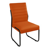 Conjunto Com 4 Cadeira Jade Sala De Jantar Couro Sintético Cor Da Estrutura Da Cadeira Preto Cor Do Assento Laranja Desenho Do Tecido Liso
