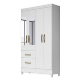 Guarda Roupa Solteiro 4 Portas Com Espelho 8524 Branco Flex 