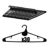 Combo 30 Perchas Plasticas Negras Para Perchero Placard Ropa