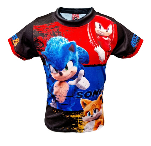 Playera Sublimada Full Print Niño Sonic. 