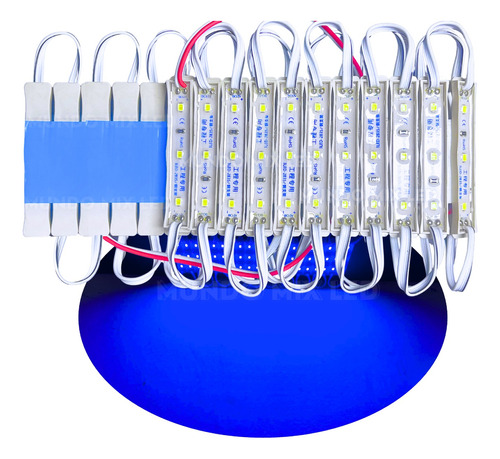 500pçs Módulo Led Letreiro Ip67 2835 3 Leds 12v Azul Royal