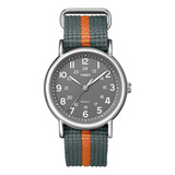 Timex | Reloj Unisex Weekender | T2n6499j | Original Color De La Correa Gris/naranja Color Del Bisel Plateado Color Del Fondo Gris