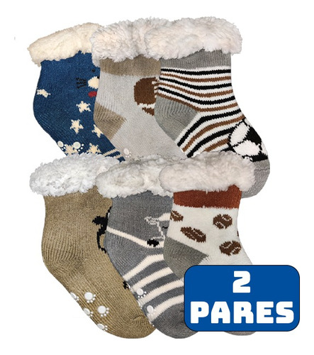 Meia Lã Infantil 2 Pares Inverno Pantufa Quente Forrada