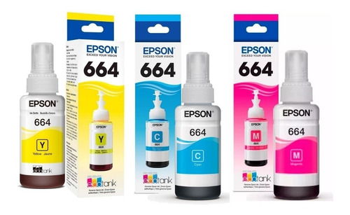 3 Tintas 664 Originales Epson Para L200 L355 L380 L210 L110