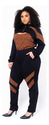 Trijunto Plus Size Animal Print Com Super Cropped