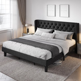 Allewie Base De Cama Tamano King Con Cabecera Copetuda Con B