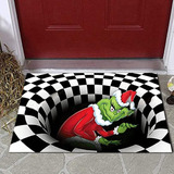 Felpudo De Navidad Grinch 3d Illusion Alfombrilla Antidesliz