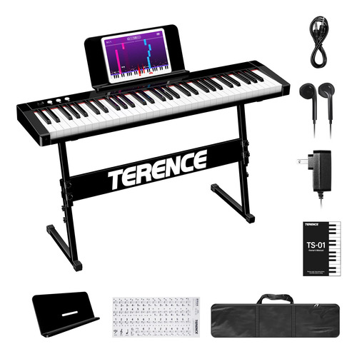 Terence Piano De Teclado Con 61 Teclas Semipesadas Y Bateria