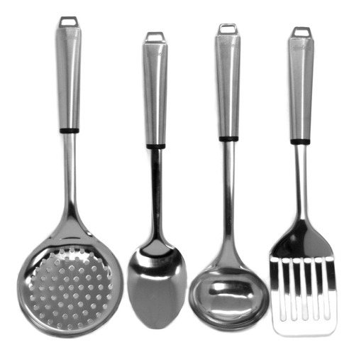 Set 4 Utensilios Acero Inoxidable Hudson Espumadera Cucharon