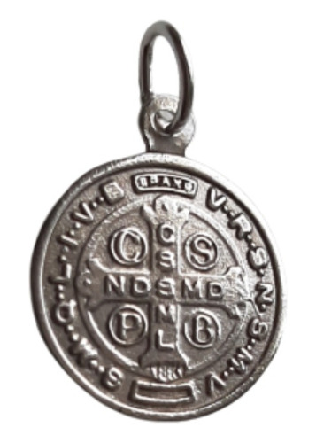 Medalla San Benito Plata 925, Redonda 14mm
