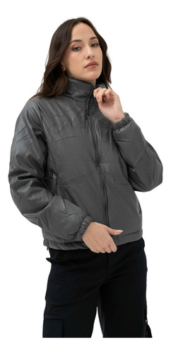 Campera Puffer Invierno Eco Cuero Piel Sintética 442