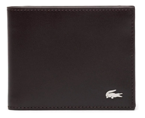 Cartera Small Lacoste En Cuero De Vaqueta Para Hombre Color Marrón Diseño De La Tela Liso