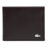 Cartera Small Lacoste En Cuero De Vaqueta Para Hombre Color Marrón Diseño De La Tela Liso