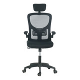 Silla De Oficina Ergonómica Lestari Mesh Soporte Y Cabecera Color Negro