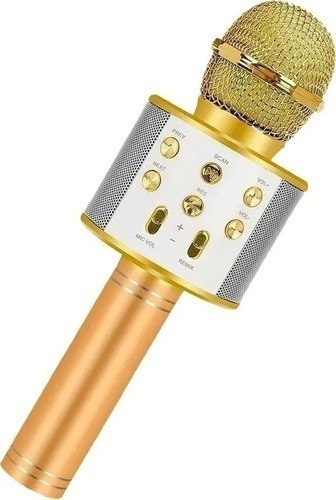 Microfone Sem Fio Youtuber Bluetooth Infantil Reporter Cor Rosa/dourado