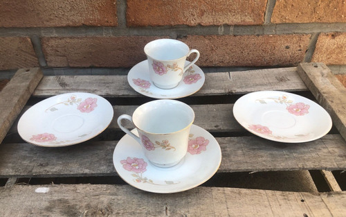 E/m- Juego De Cafe De Porcelana China Vintage - 6 Piezas