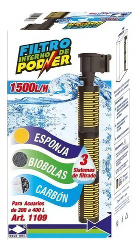 Filtro Interno De Poder Pecera 1500 L/h 200-400 Lts, 1109