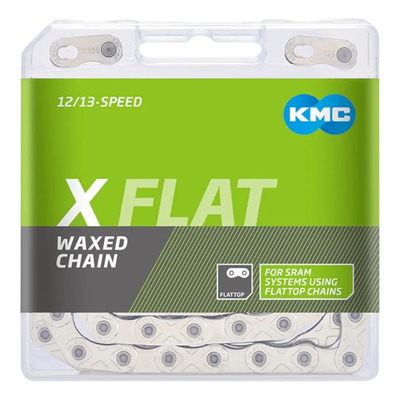 Cadena KMC X Flat Waxed 12 Velocidades 126 Links Para SRAM Flattop System Silver | Envío gratis