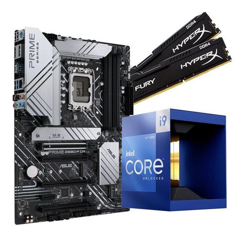 Kit Intel Core I9 12900k  + Asus Z690-plus D4 + 32 Gb Cor Preto