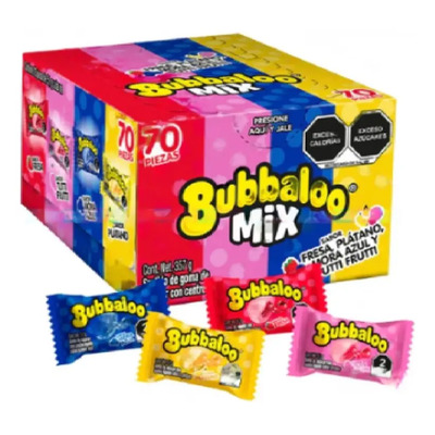 Bubbaloo Mix Fresa,platano,mora,tutti Fruti Caja Con 70pzas | MercadoLibre