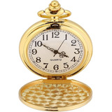 Reloj De Bolsillo De Liso Analógico De Cuarzo Clásico, Oro