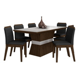 Conjunto Mesa De Jantar 6 Cadeiras Nairóbi Imb/off/preto-m.a Cor Imbuia/off White/preto 06