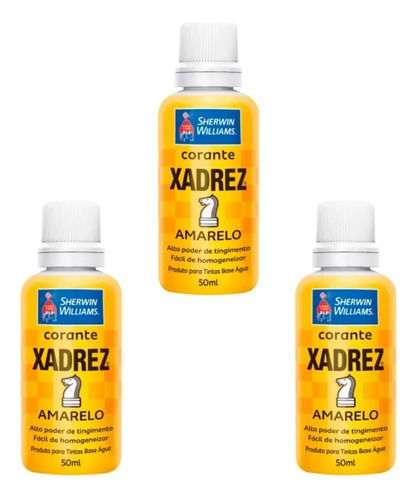 Corante Líquido Bisnaga 50ml Xadrez Amarelo (3 Unidades)