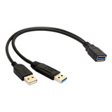 Negro Usb 3.0 Hembra A Doble Usb Macho De Alimentación Extra