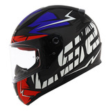 Capacete P/ Moto Ls2 Ff353 Rapid Cromo Preto Azul Vermelho