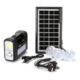Kit Placa Solar Portatil 3 Lampada De Led Com Luz Emergencia